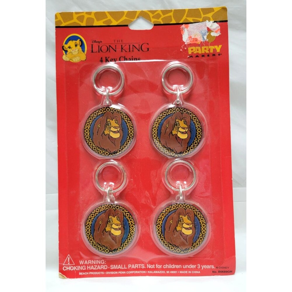 Vintage Beach Products Party Makers Disney The Lion King 4 Simba Key Chains